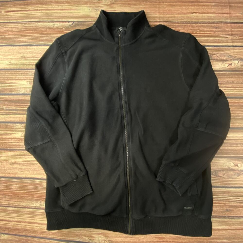 Calvin Klein Mens XL Black Full Zip Mock Neck Sweatshirt Jacket
